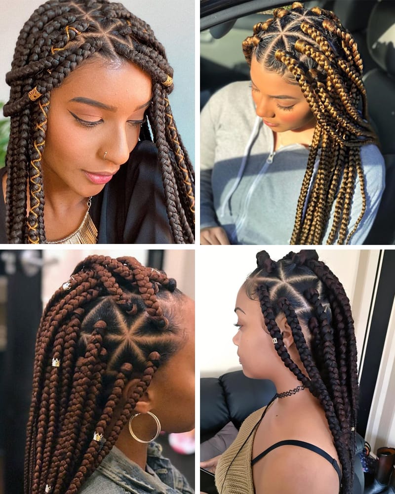 Jumbo Box Braids Styles || Nuts and Bolts || Styles and Tutorial ...