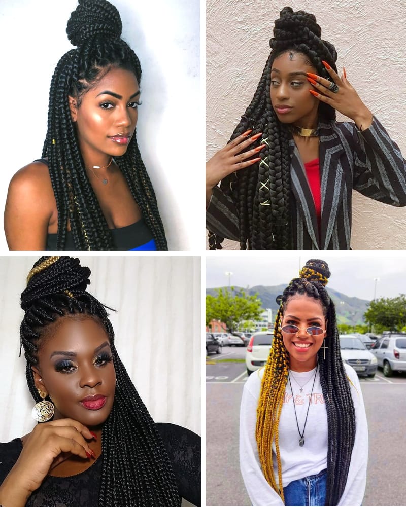 Topknot with Box Braids