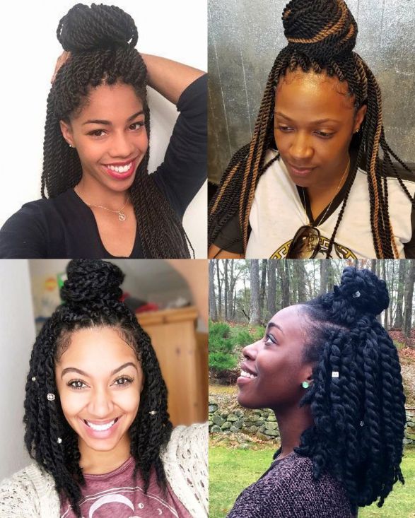 Topknot with Senegalese Twists