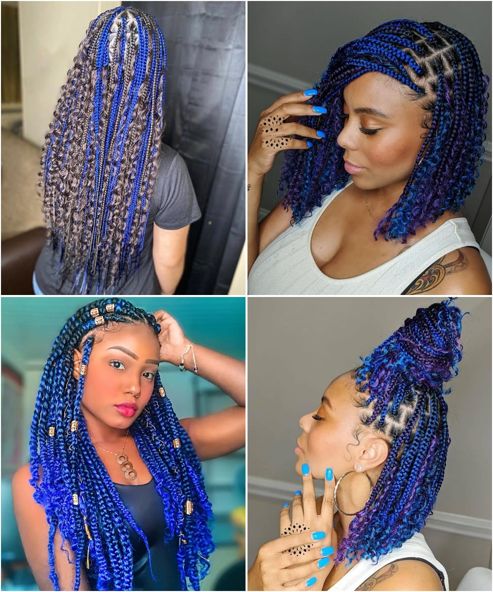 Blue Highlighted Boho Braids