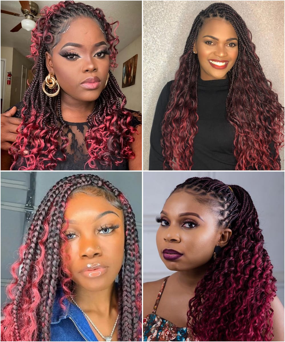 Burgundy Boho Braids