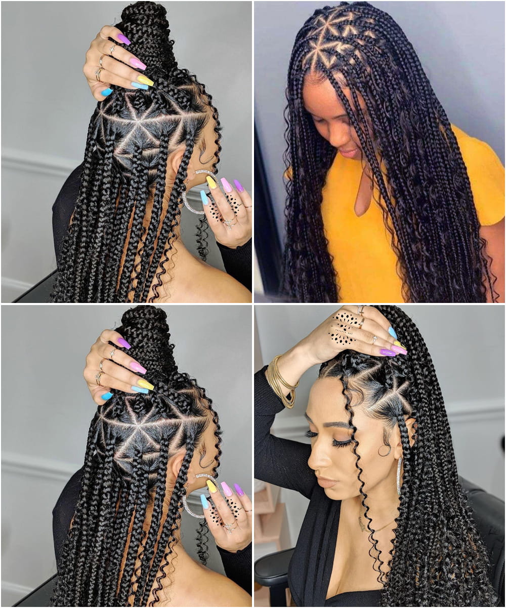 Diamond Box Braids with Boho Braids