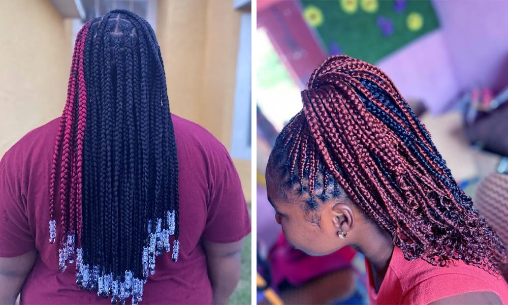 Burgundy and Black Braids