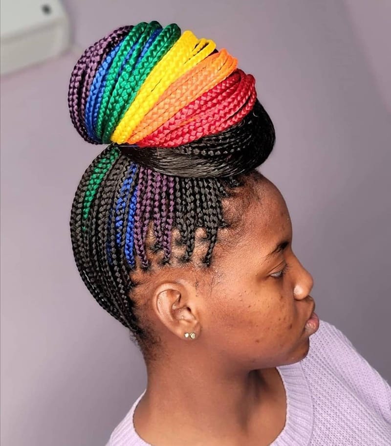 Rainbow Knotless Braids