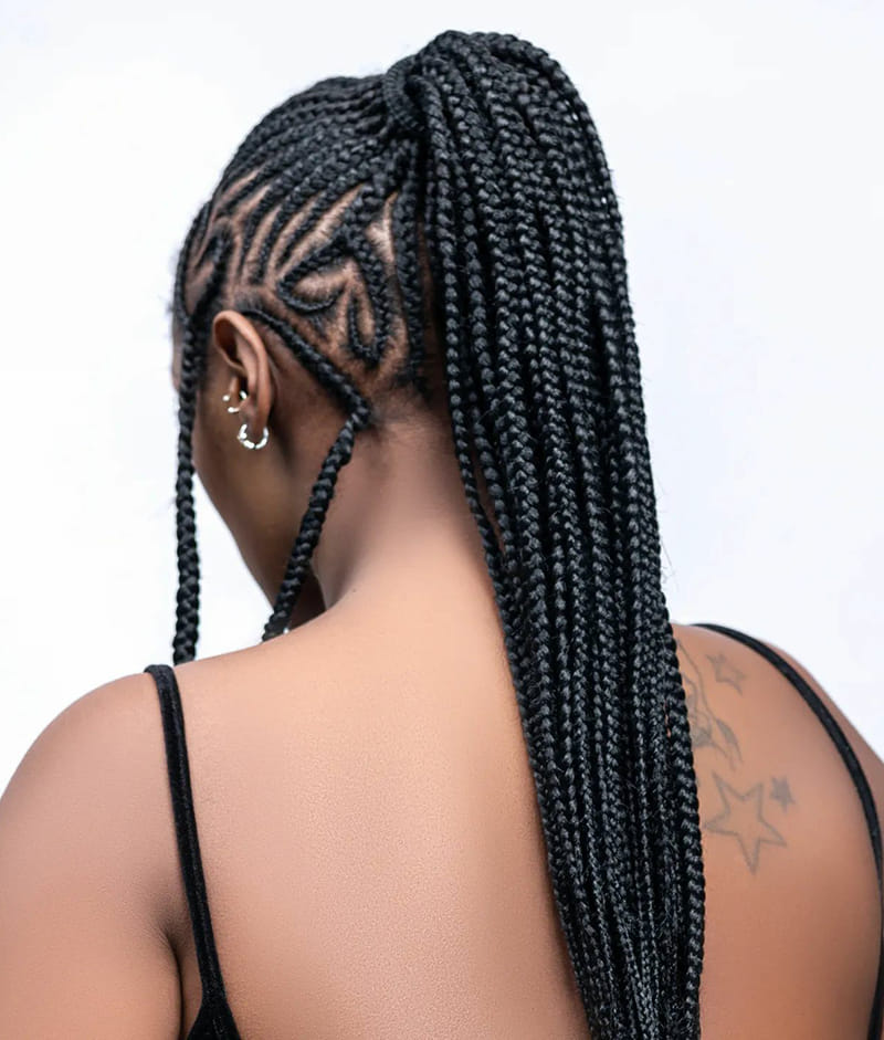 Cornrow Ponytail with Heart Shape