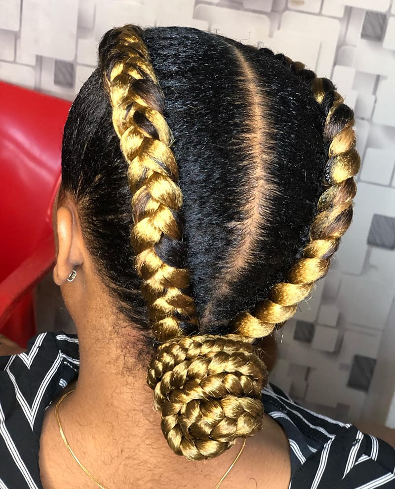 Cornrows Braids with Low Bun