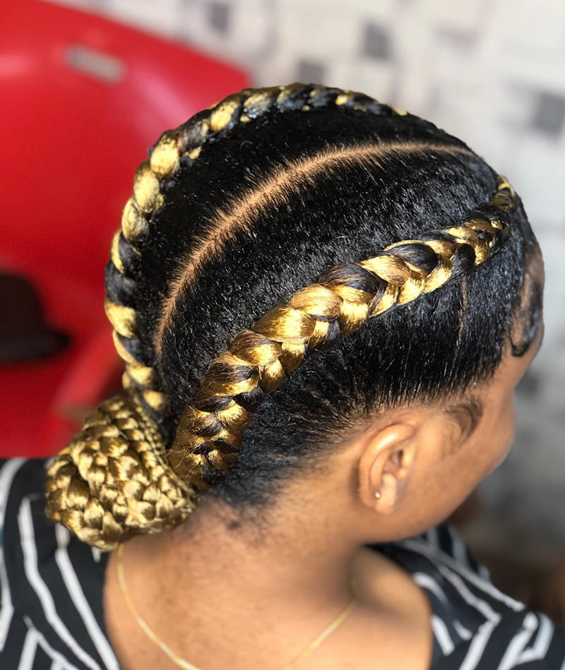 Cornrows Braids with Low Bun