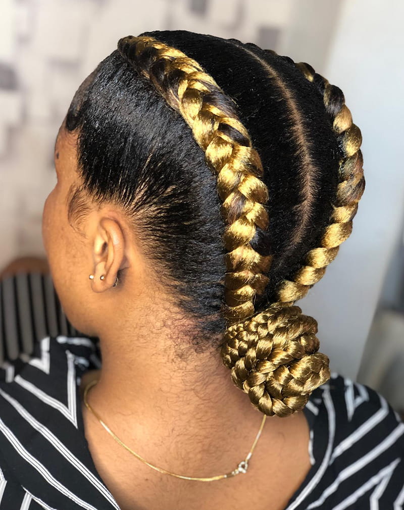 Cornrows Braids with Low Bun