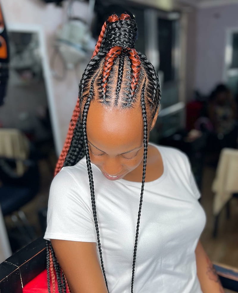 Cornrow Ponytail with Jumbo Braids