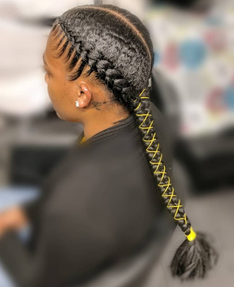 Cornrows Braids with Criss-Cross Rubber Bands