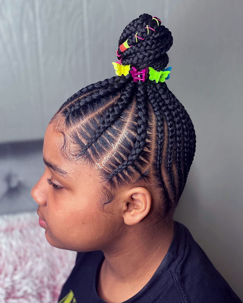 Cornrows Updo for Kids