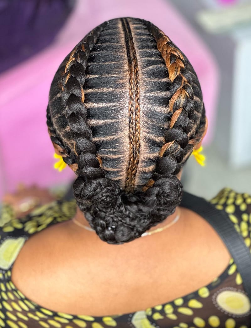 Cornrows Braids + Low Bun