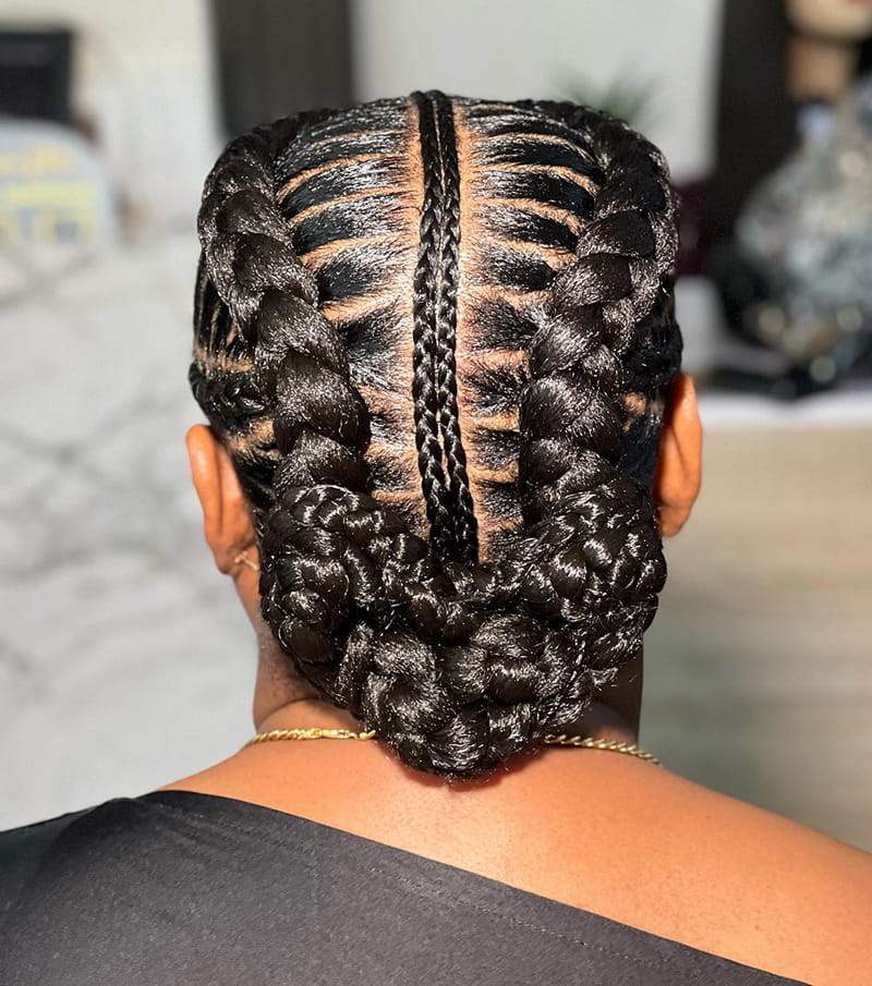 Cornrows Braids + Low Bun