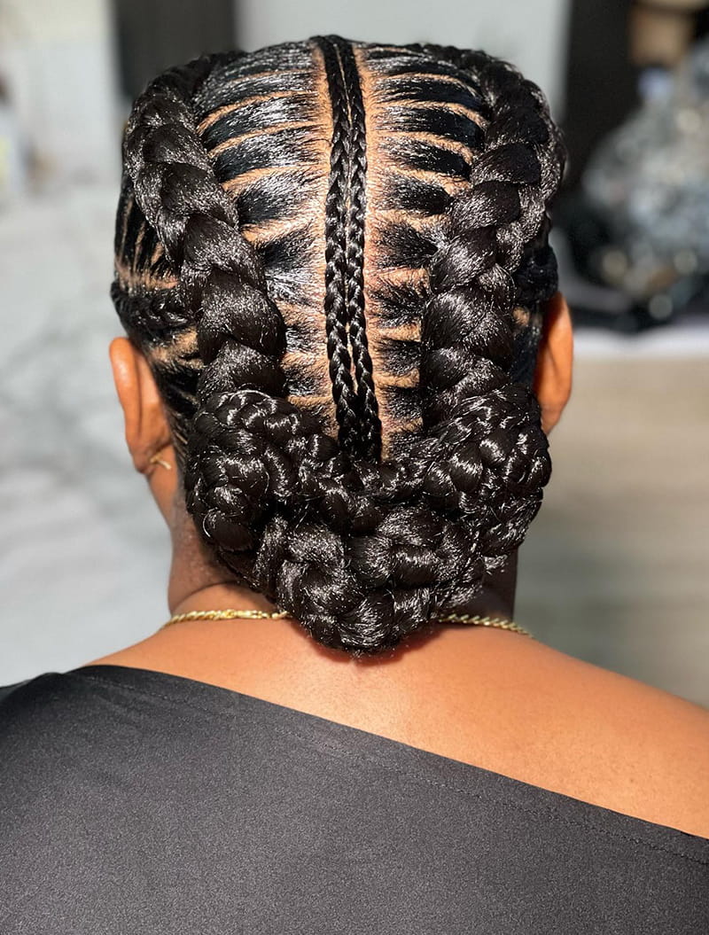 Cornrows Braids + Low Bun