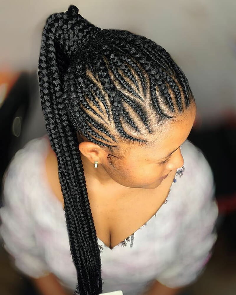Ponytail with Pushed-Back Cornrows