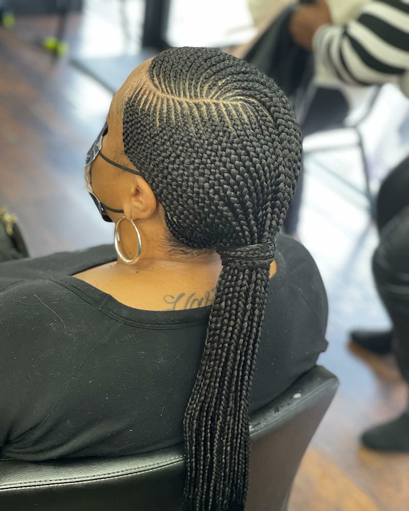 Side-Parted Cornrows