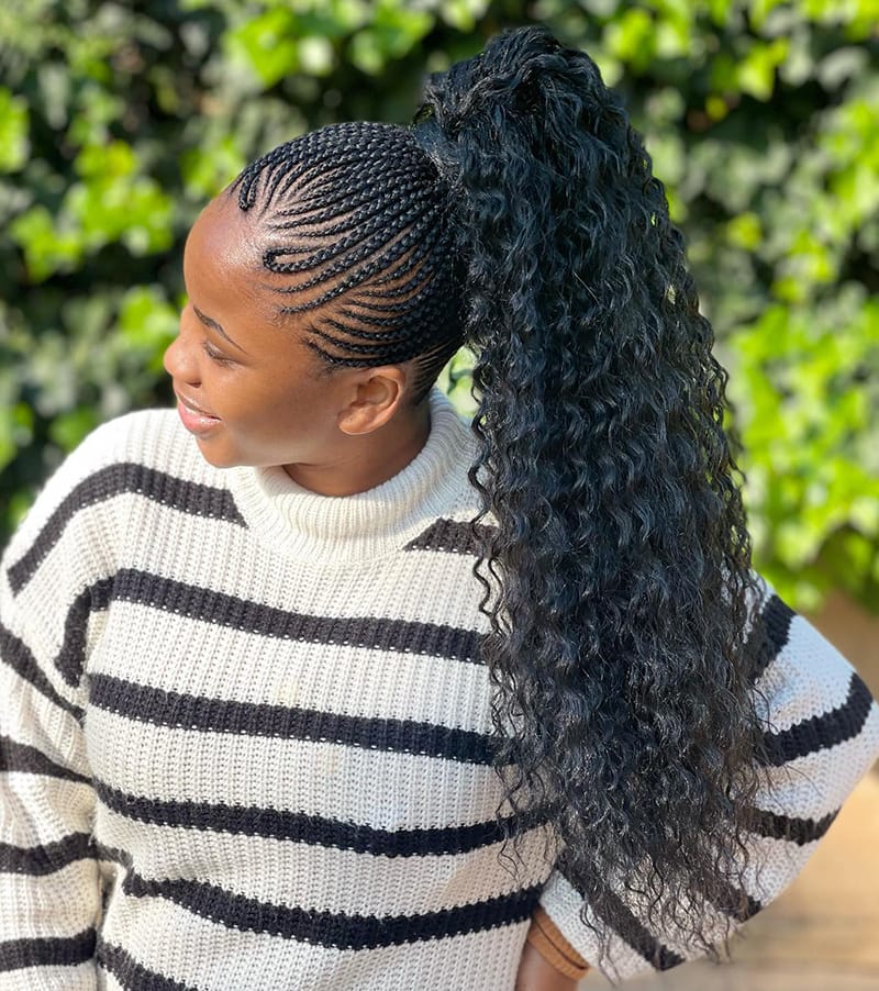 Wavy Ponytail with Cornrows