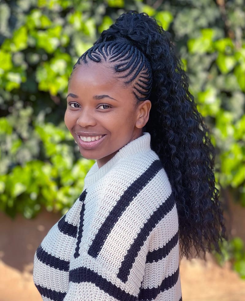 Wavy Ponytail with Cornrows