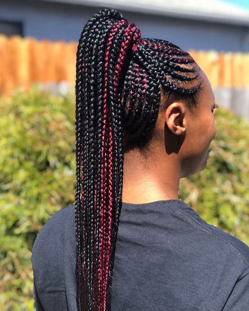 Red Cornrow Ponytail