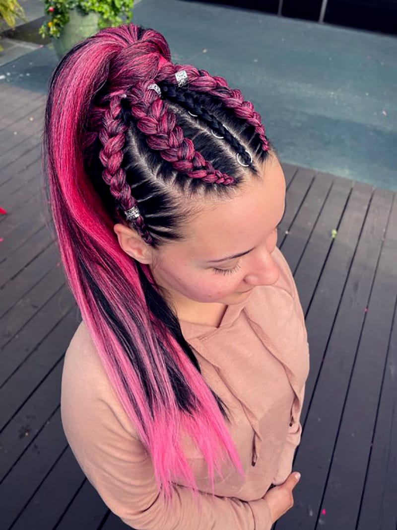 Pink Cornrows