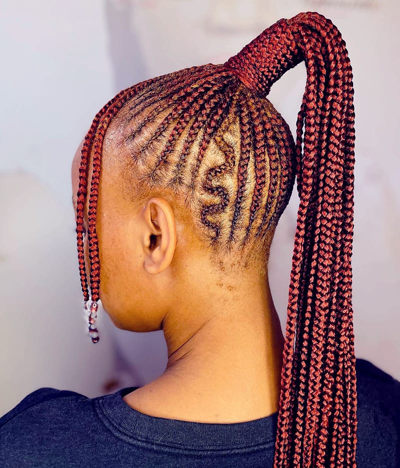 Burgundy Cornrows