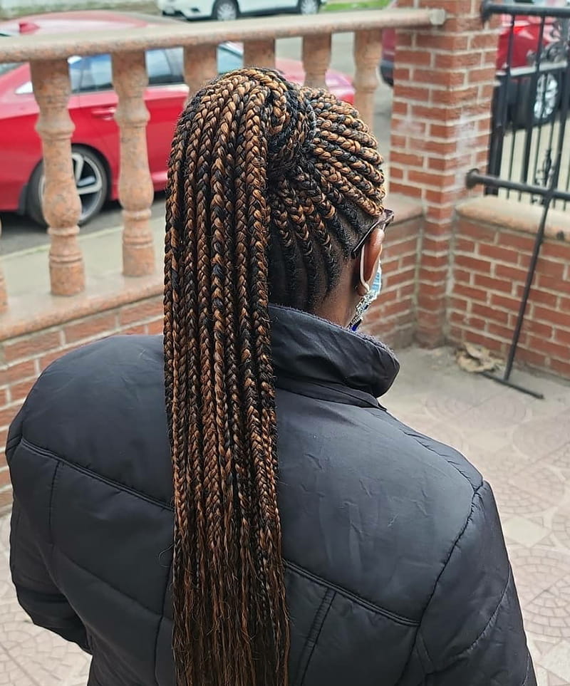 Highlighted Cornrow Ponytail