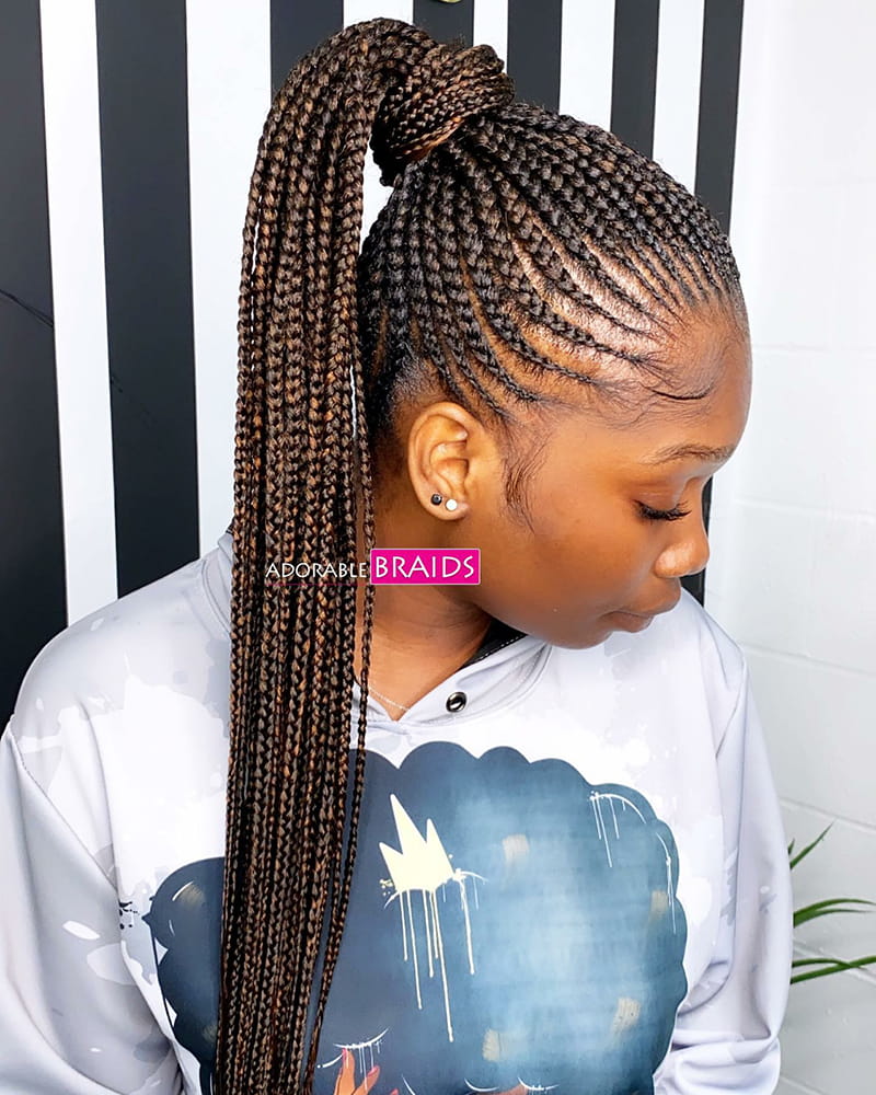 Highlighted Cornrow Ponytail