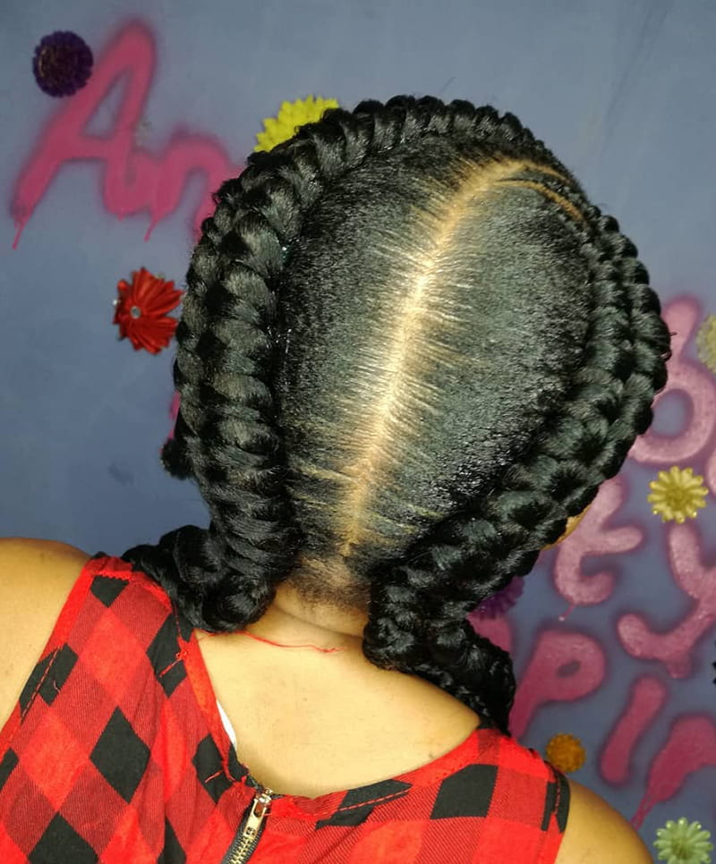 Double Braided 2 Cornrow Braids