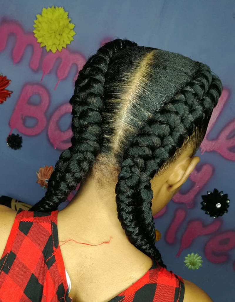 Double Braided 2 Cornrow Braids