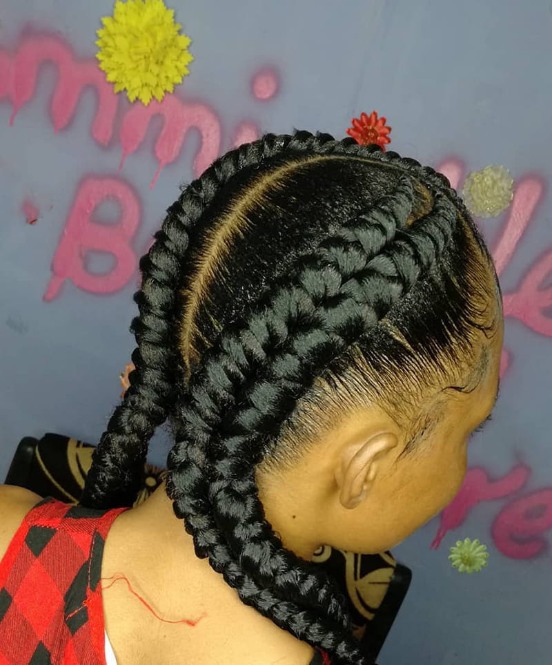 Double Braided 2 Cornrow Braids