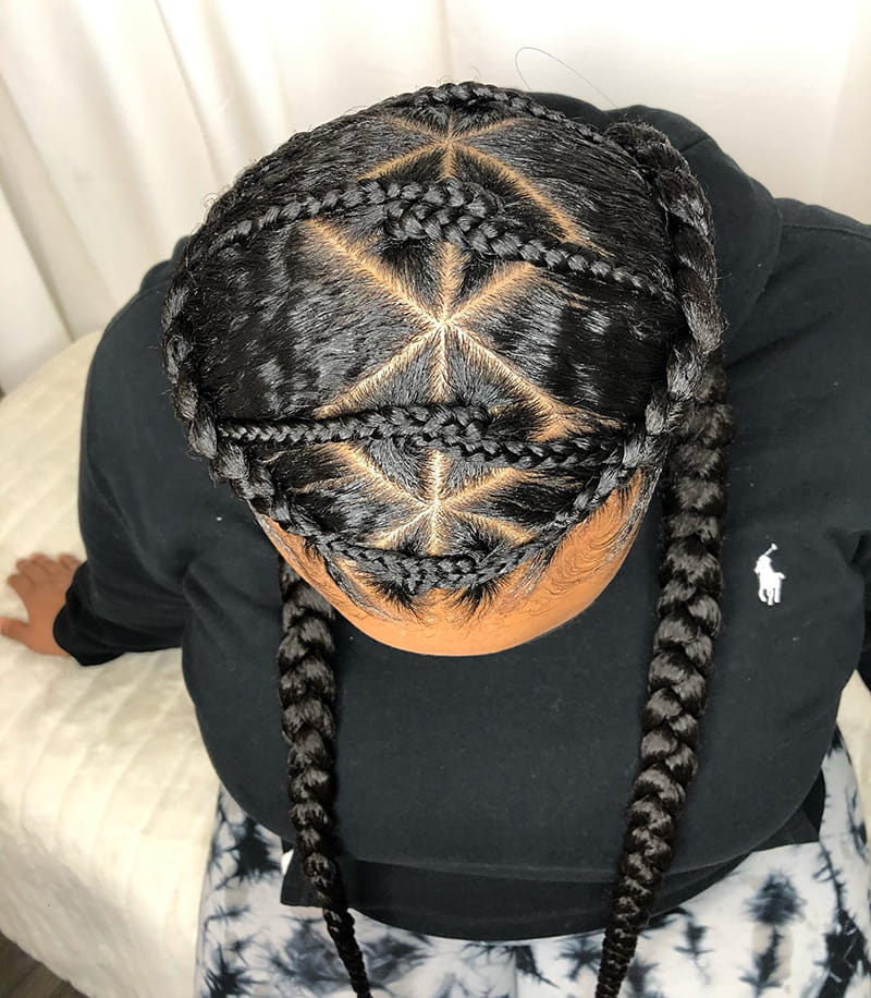 Cornrows Braids with Central Designs