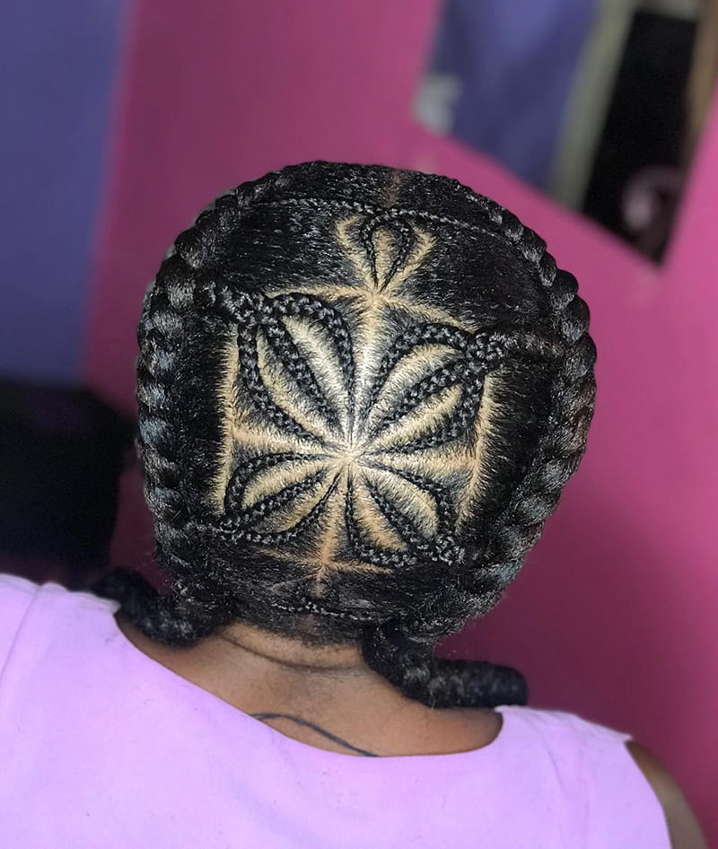 Cornrows Braids with Central Designs