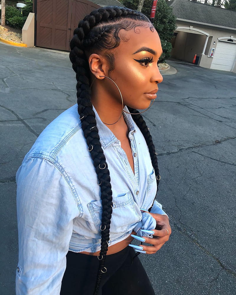 2 Cornrow Braids with Hair Cuffs