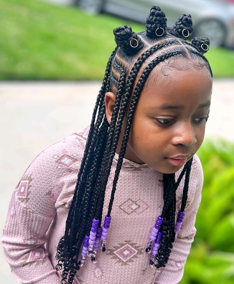 Bantu Knots with Cornrows