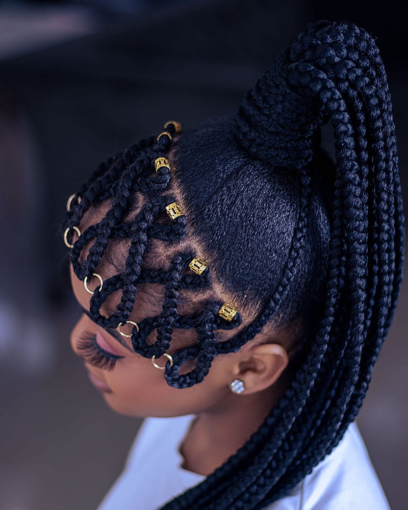 Braids, Bangs and Ponytail