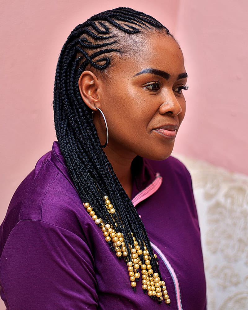 Golden Beads with Back-Length Braids