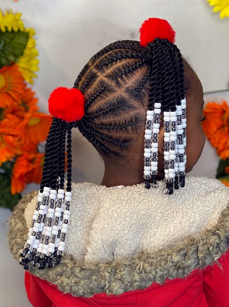 Double Ponytail with Beads