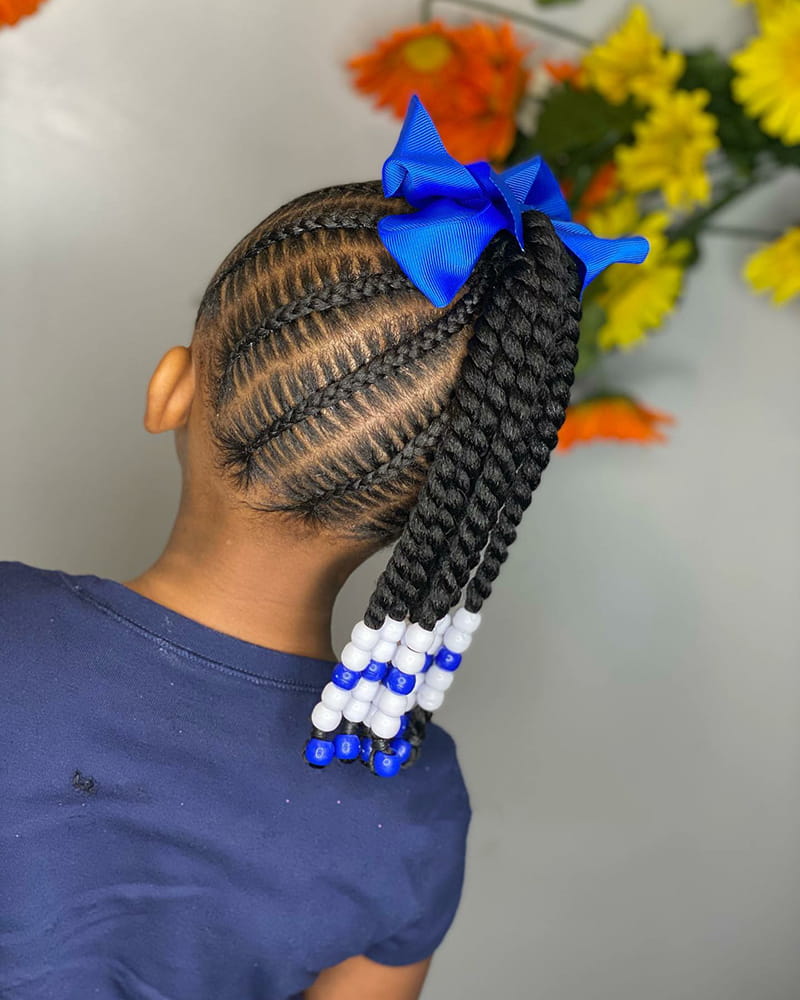 Feed In Cornrows with Hair Bows