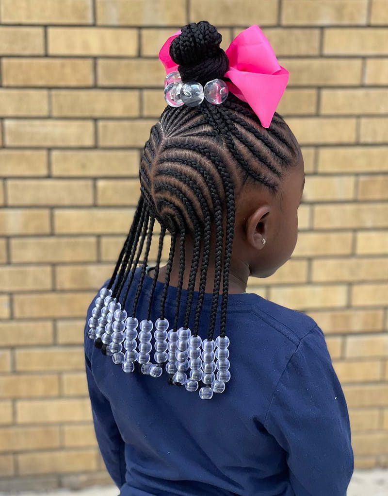 Half-Updo, Braids, cornrows and Beads