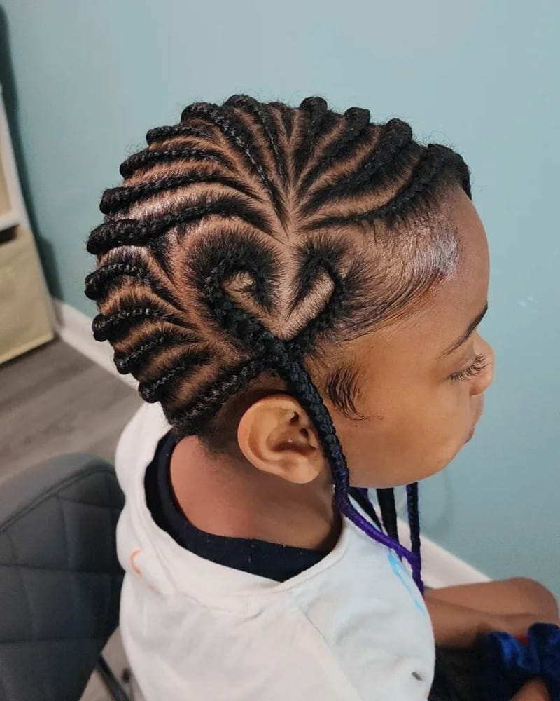 Heart-Shaped Zigzag Cornrows