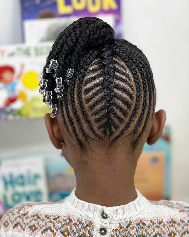 High Ponytail with Cornrows Braids
