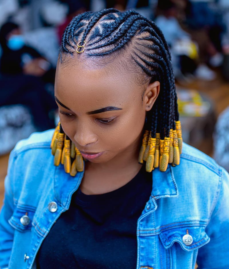Short Tribal Braids with Beads