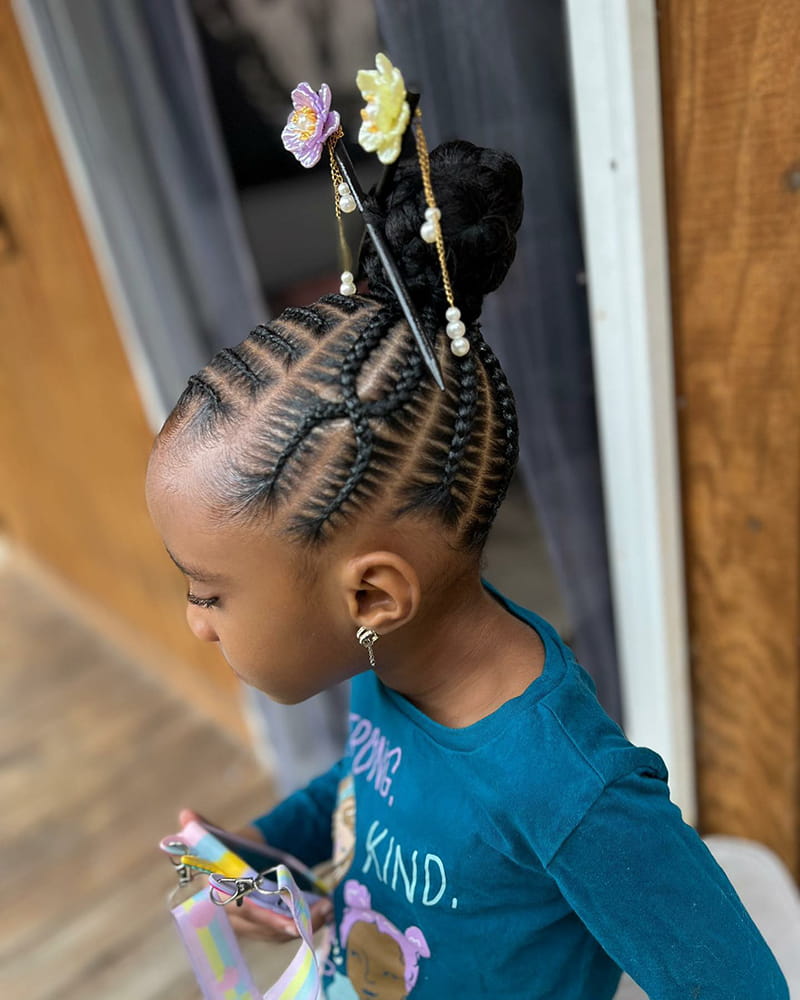 Super Cool Updo with Cornrows