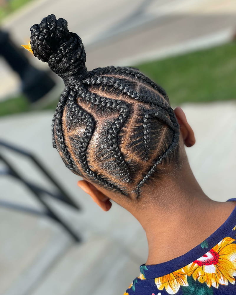 Zigzag Cornrows Topknot