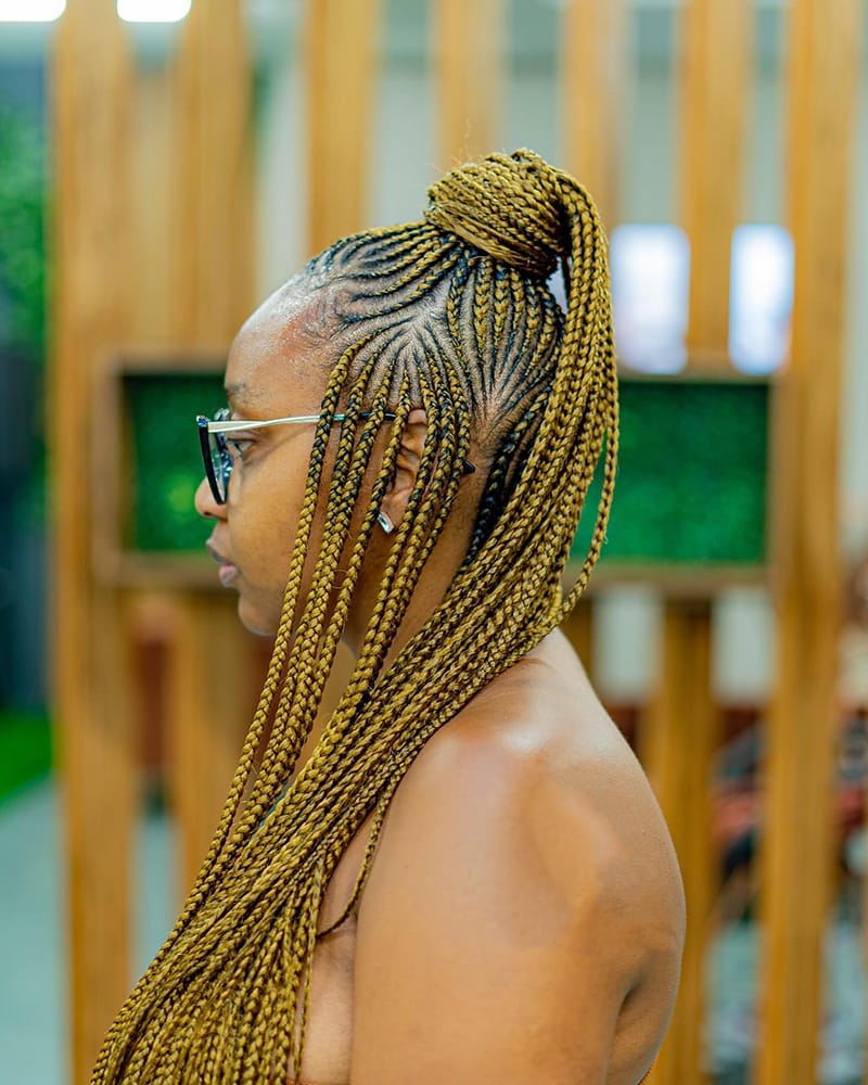 Small Side-Parted Small Tribal Braids