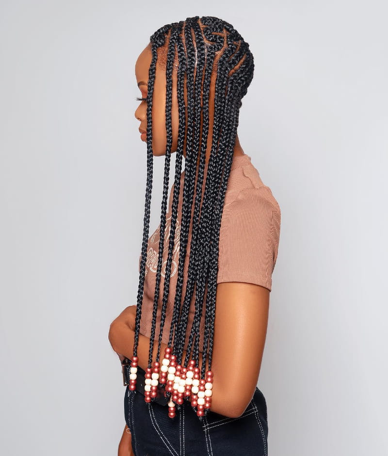 Zig-Zag Braided Tribal Cornrows with Side Part