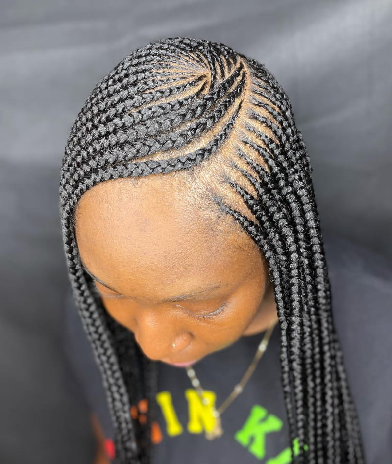 Layered Tribal Braids Side Part