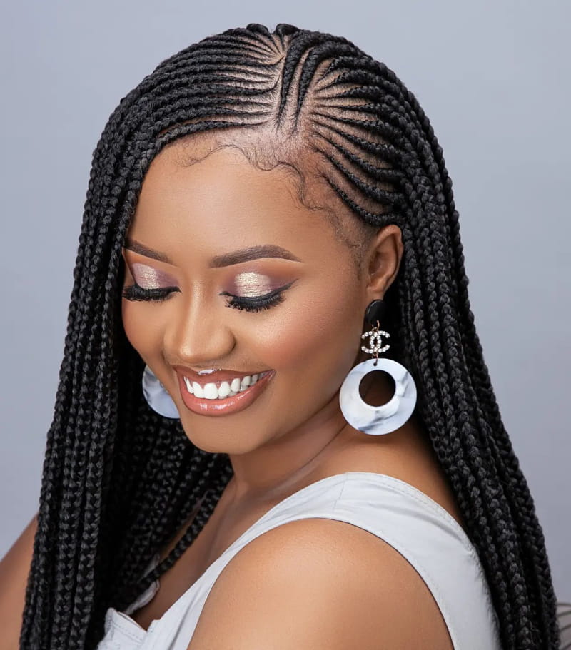 3 layer Tribal Braids Side Part