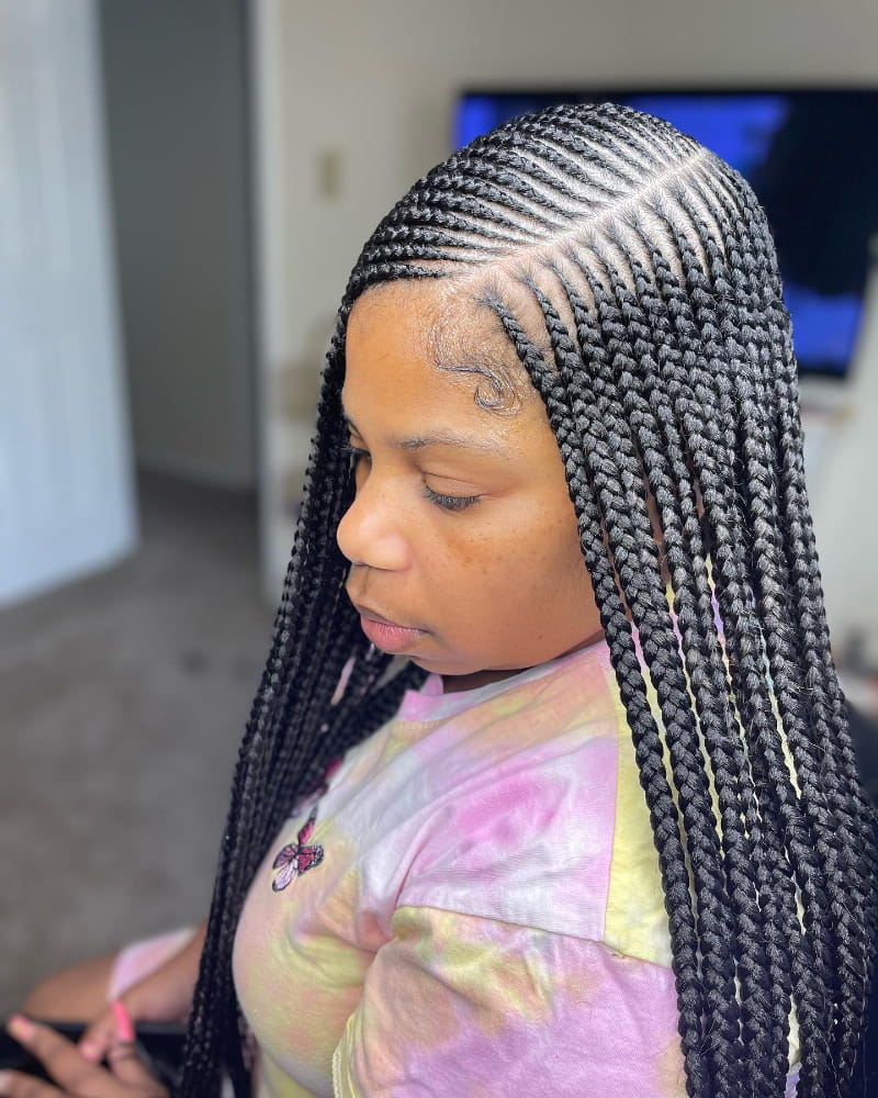 Medium Tribal Braids Side Part