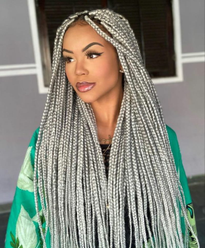 Ash-Colored Big Box Braids